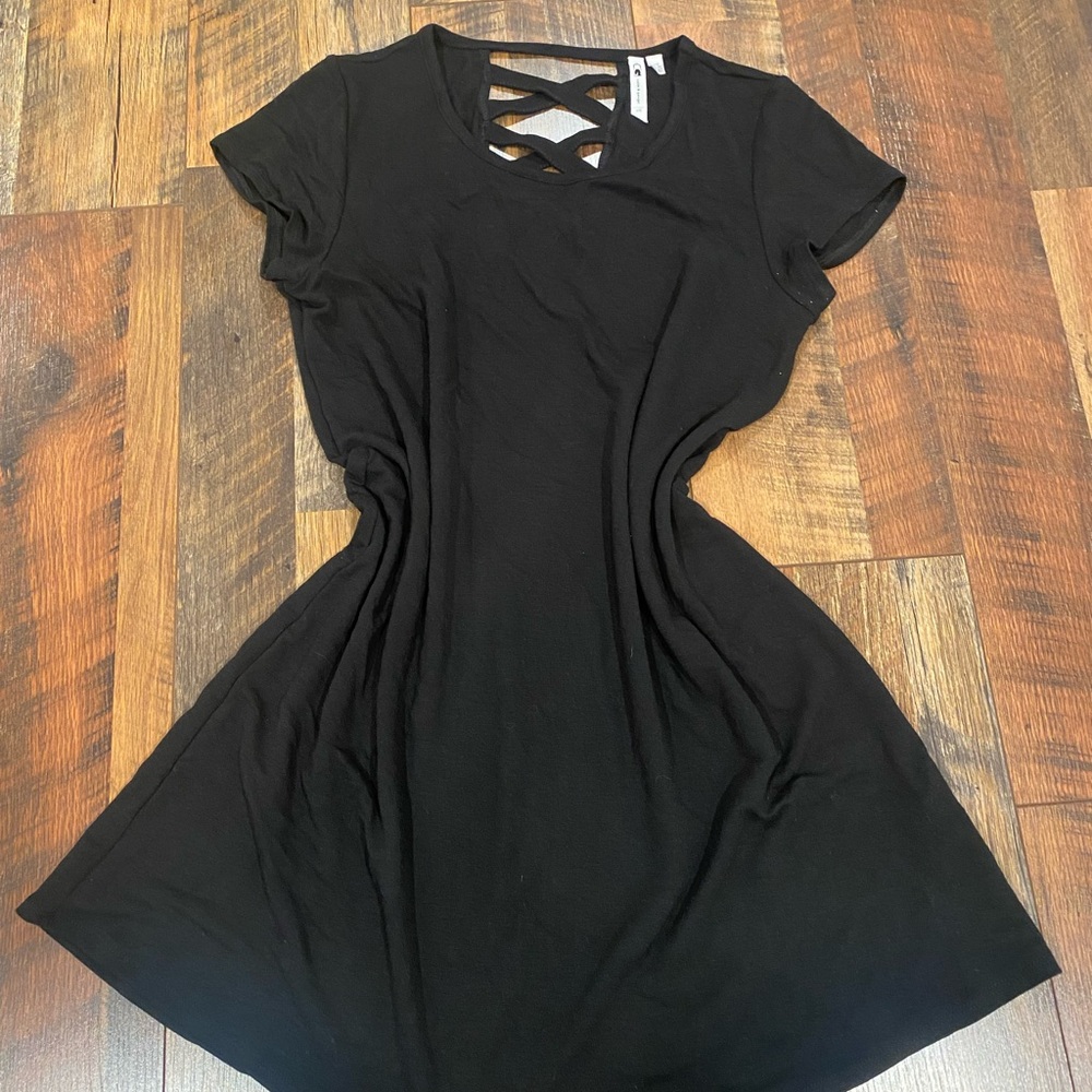 Cable & gauge womens cross back cap sleeve Black mini Dress size large